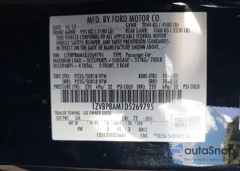 2013 Ford Mustang V6 Premium from USA, damaged, VIN 1ZVBP8AM1D5269795